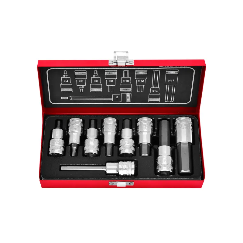 9PCS 1/2" DRIVE HEX BIT SOCKET SET MADE IN TAIWAN